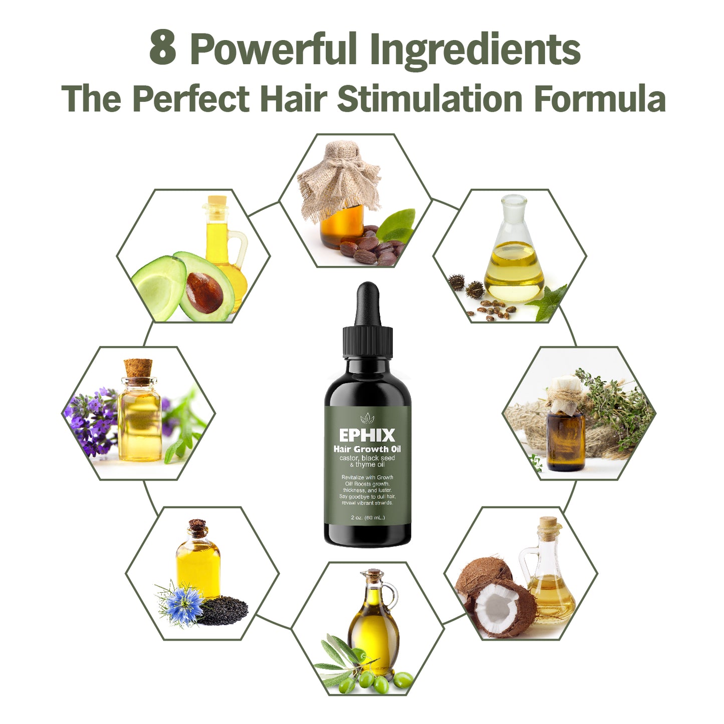 EPHIX Hair Growth Oil with Castor, Black Seed, and Thyme Oil