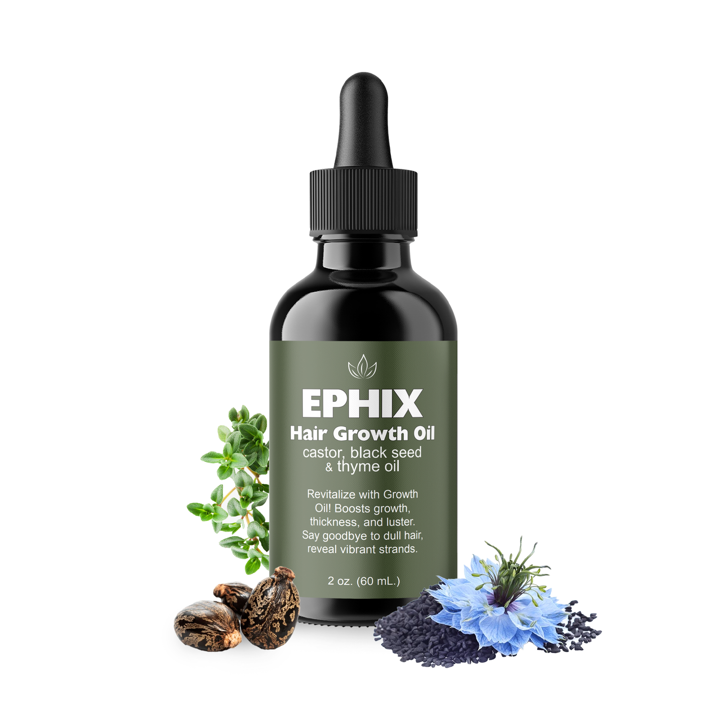 EPHIX Hair Growth Oil with Castor, Black Seed, and Thyme Oil