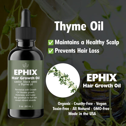 EPHIX Hair Growth Oil with Castor, Black Seed, and Thyme Oil