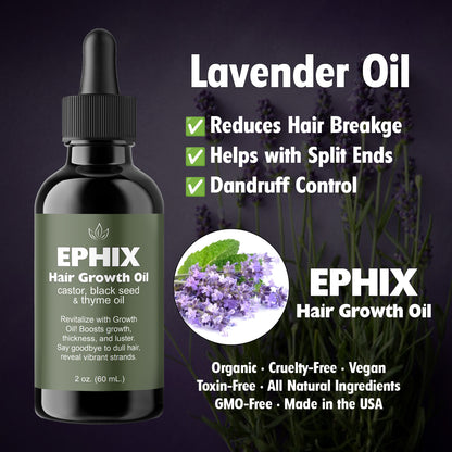 EPHIX Hair Growth Oil with Castor, Black Seed, and Thyme Oil