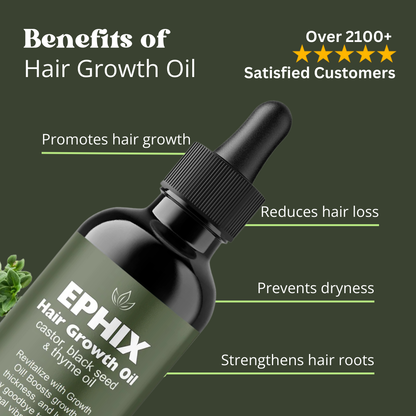 EPHIX Hair Growth Oil with Castor, Black Seed, and Thyme Oil